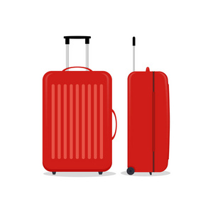 矢量红色旅游包或箱子。孤立对白色