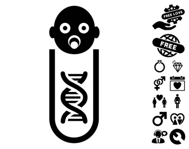 婴儿的遗传分析图标与约会奖金图片