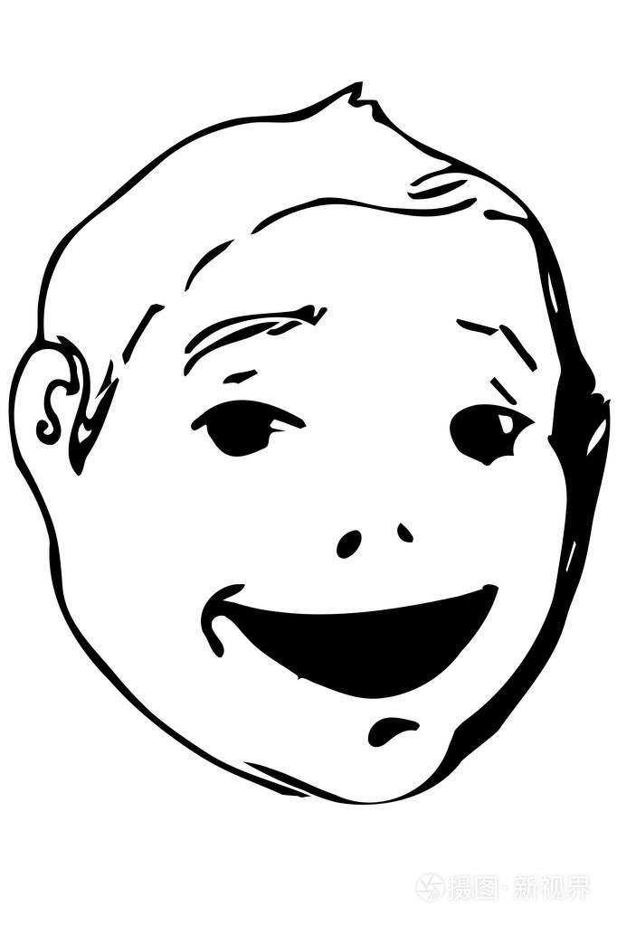 矢量速写的美丽的脸,一个面带笑容的孩子插画-正版商用图片0xj5yd-摄