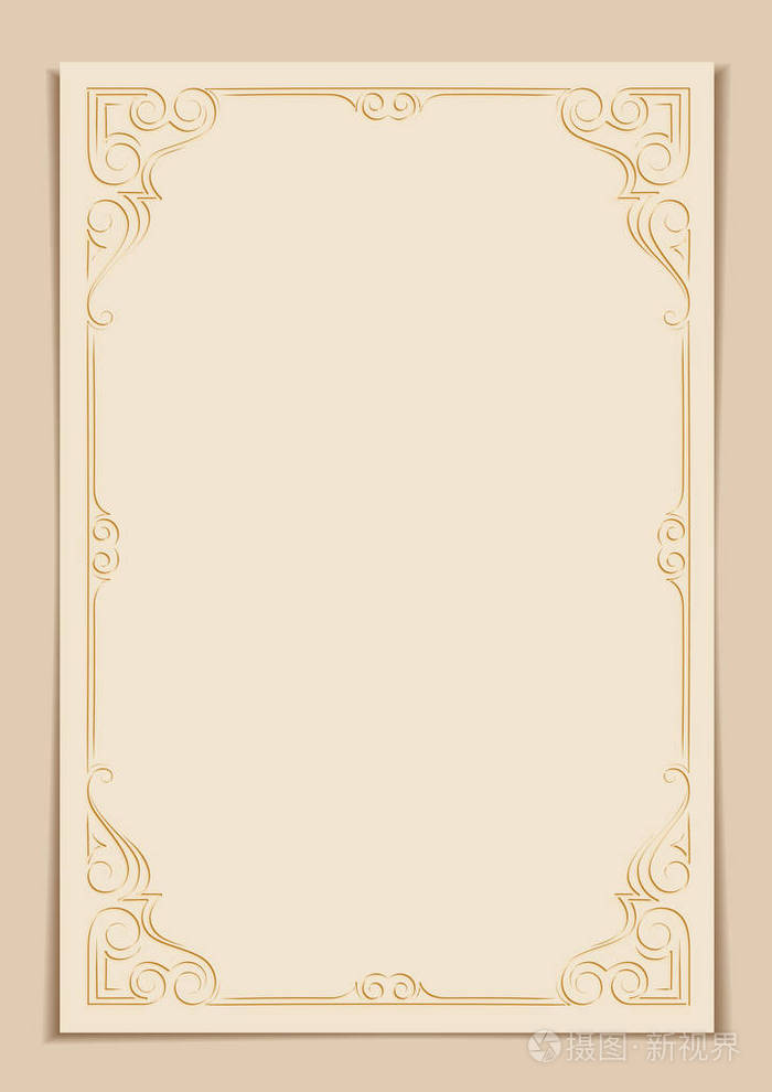 华丽的矩形颜色框架上浅色背景中,书法的线条.a4 页面比例