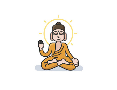 佛陀坐在莲花位置向量插图照片