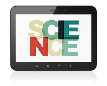 科学概念 平板电脑与显示器上的科学