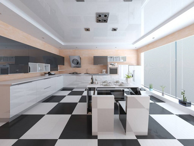 高科技设计现代宽敞的厨房图片