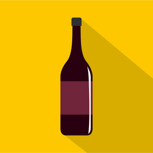 葡萄酒瓶图标，平面样式