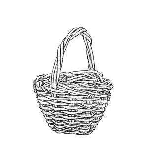 老式柳条老式的柳条篮子的手绘.矢量图照片