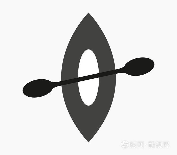 皮划艇在白色背景上所示的图标