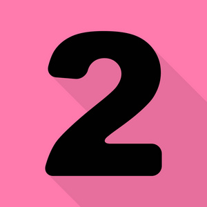 2 号标志设计模板元素。与平面样式阴影路径在粉红色的背景上的黑色图标