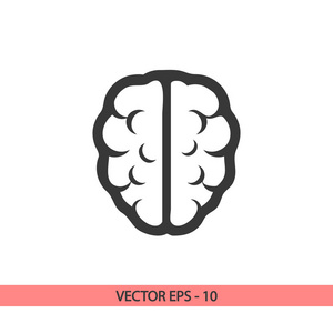 脑图标，矢量图。平面设计风格
