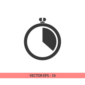 秒表图标，矢量图。平面设计风格