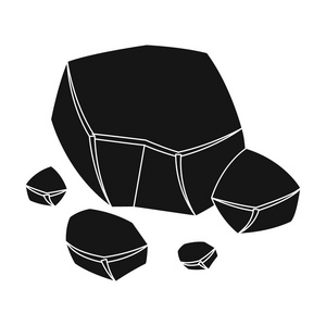 铜矿石中孤立的白色背景上的黑色风格的图标.