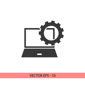 设置参数 笔记本电脑图标 矢量图。平面设计风格