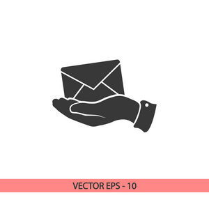 电子邮件在手，矢量图标插画。平面设计风格