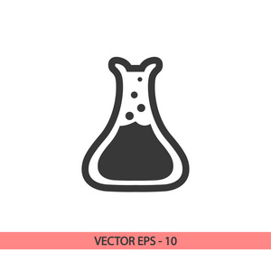 实验室玻璃图标，矢量图。平面设计风格