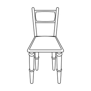 木椅在白色背景上孤立的大纲样式图标。图书馆和书店象征股票矢量图
