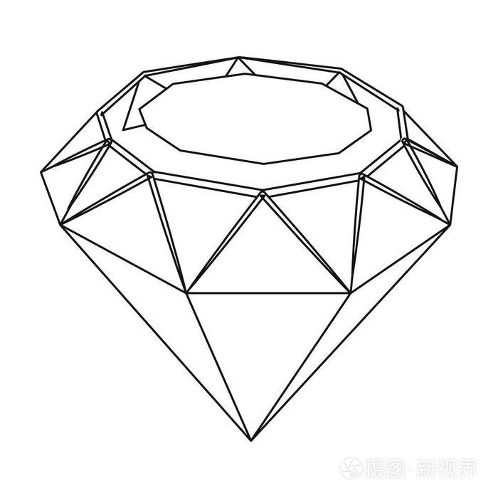 在白色背景上孤立的大纲样式的菱形图标.