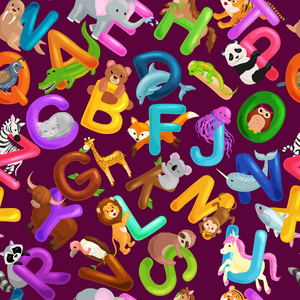 学龄前孩子 abc 教育的无缝模式动物字母表