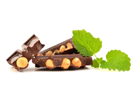 在白色的榛子牛奶巧克力插画