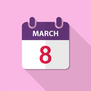 3 月 8 日，矢量平面日历图标