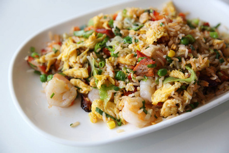 虾仁海鲜炒饭图片