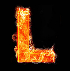 作为字母 l 型燃烧信件照片