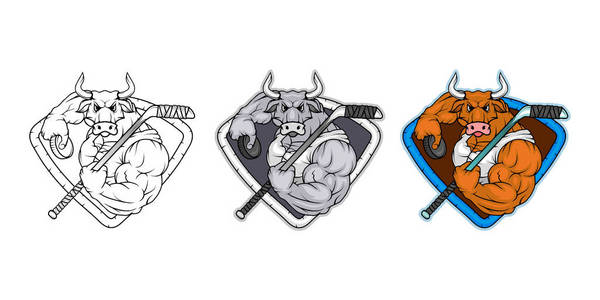 卡通肌肉牛图片