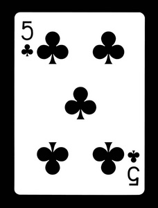 梅花扑克五个俱乐部玩起了纸牌,黑色的背景上孤立照片