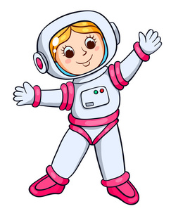 在宇航员的太空服的女孩照片