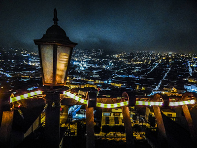 在厄瓜多尔基多城鸟瞰图夜景