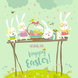 搞笑庆祝复活节的兔子