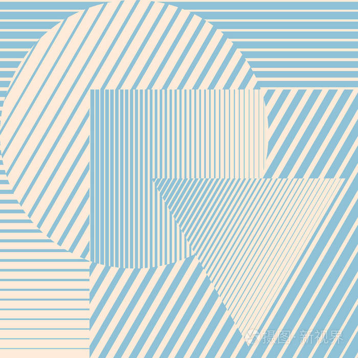 蓝色简约设计与几何形状形成抽象的美丽背景.