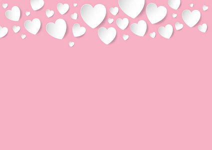 情人节那天副本空间与落白色粉红色背景矢量纸做的爱心