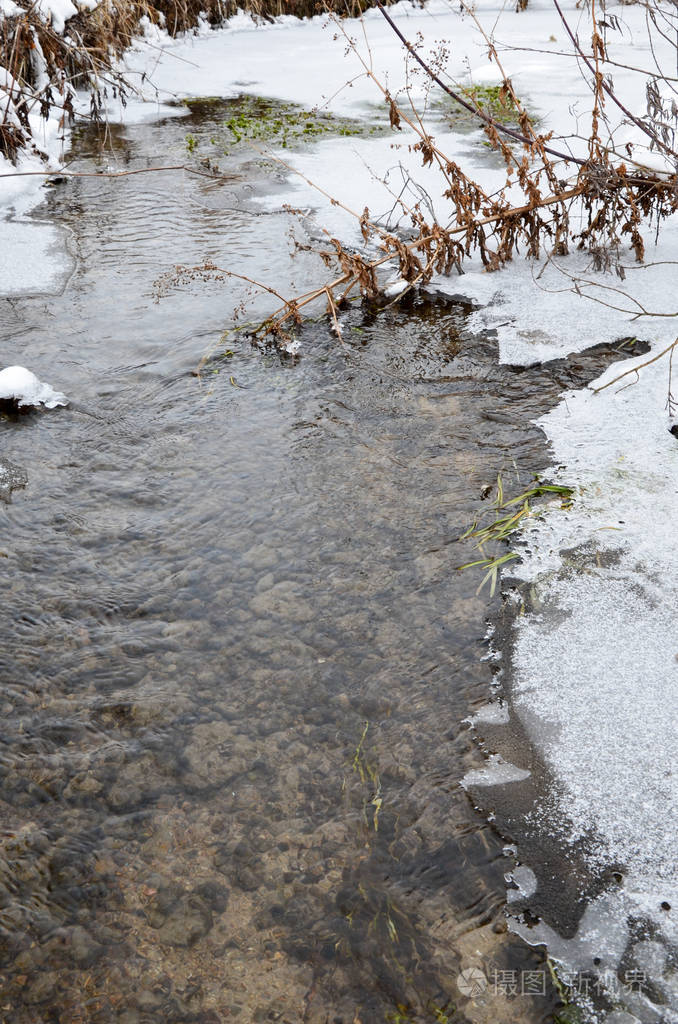 冬天在河边的冰