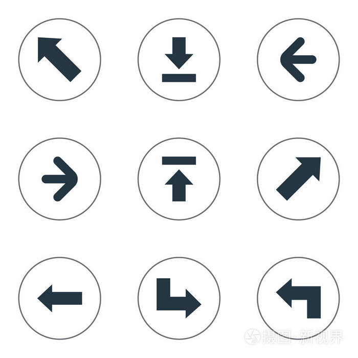 9 简单箭头图标集.可以发现这种元素作为指针, 左的方向, 指标和其他