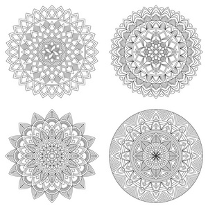 集花卉曼荼罗 矢量图