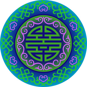 矢量东方中国装饰亚洲传统图案花卉复古元素切割轮廓装饰中央亚洲贴花
