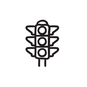 城市监管交通灯素描图标照片