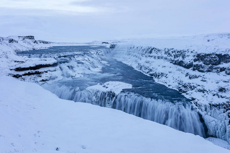 在冰岛的北极 Gulfoss 景观。