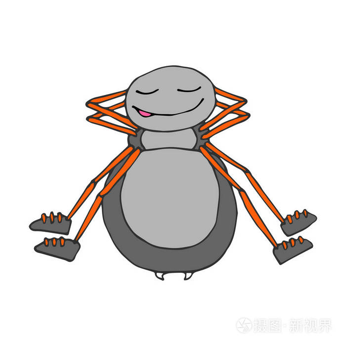 在卡通风格的彩色的蜘蛛.草绘.矢量孤立的图像