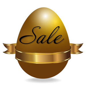 复活节销售背景装饰的金蛋与功能区。矢量