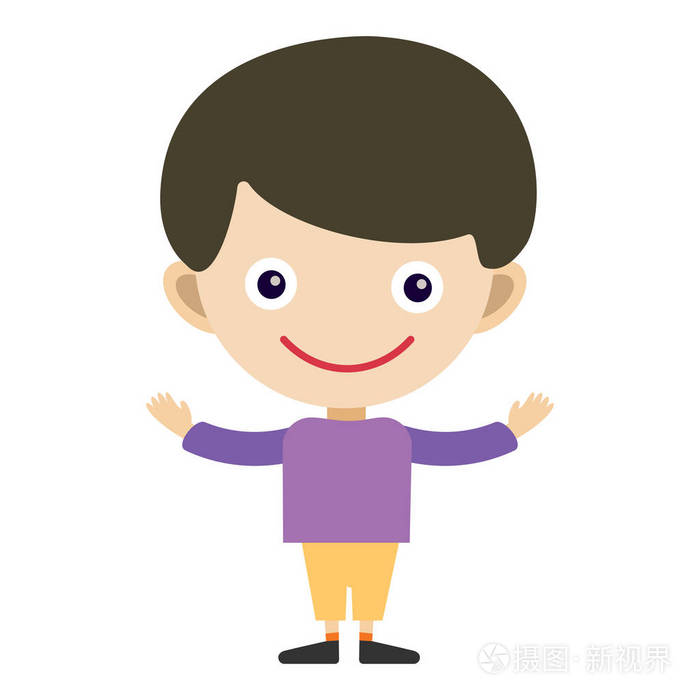 小男孩肖像开心年轻表达可爱的十几岁卡通人物和当幸福来敲门小小孩平