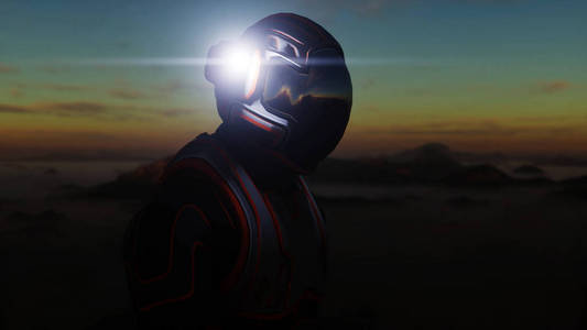 火星人在火星上.sci-fi 概念.3d 渲染照片