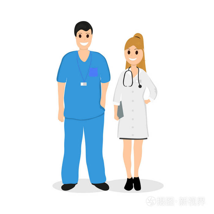 两个医生在医院里,平面设计插画-正版商用图片0xnm10-摄图新视界