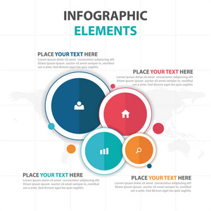 抽象多彩圆业务信息图表元素，演示文稿模板平面设计矢量图的网页设计营销广告