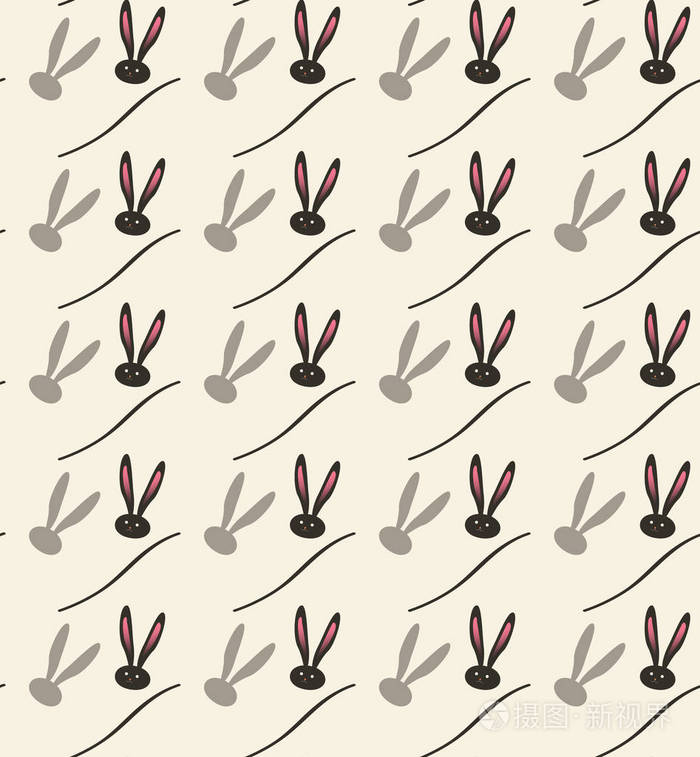复活节兔子图案.矢量图.时尚, 纺织.兔打印.春天的节日背景.