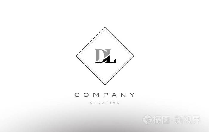 dldl复古老式黑白色字母字母徽标