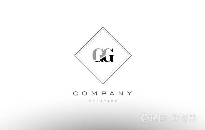 gggg复古老式黑白色字母字母徽标