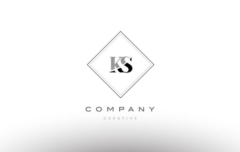 ks k s 复古老式黑白色字母字母徽标