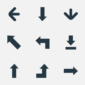 9 简单箭头图标集。可以发现这种元素作为向上的方向，离开的方向，让羽绒和其他