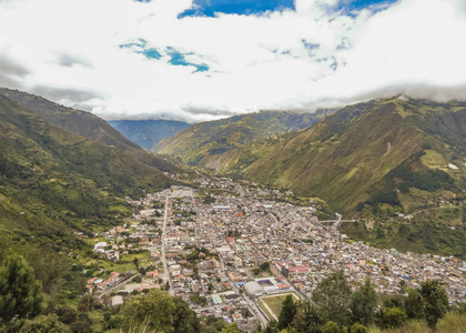 鸟瞰图巴诺斯镇的 Ecuadorbanos 镇，厄瓜多尔