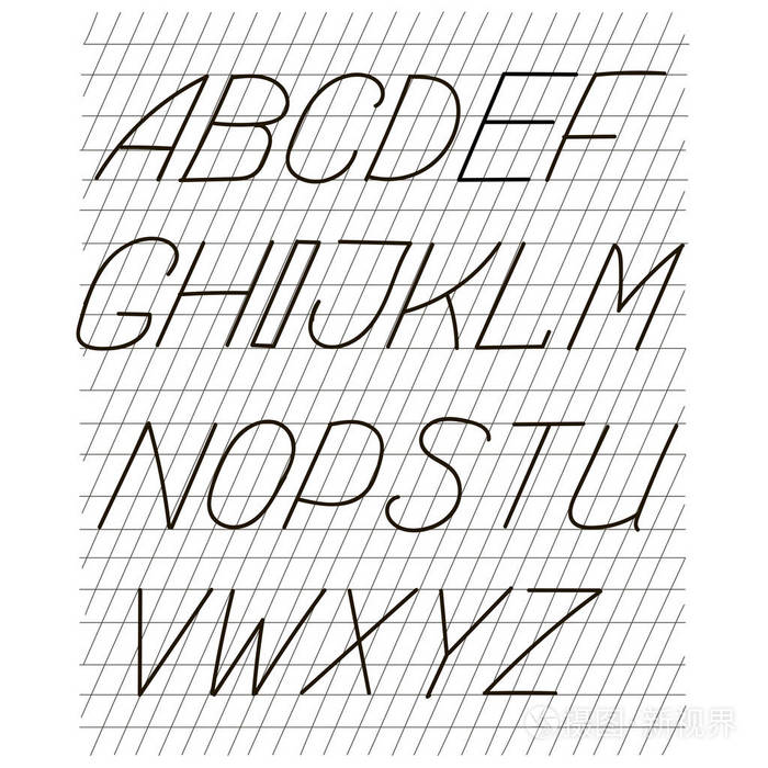 素描字母表.矢量图